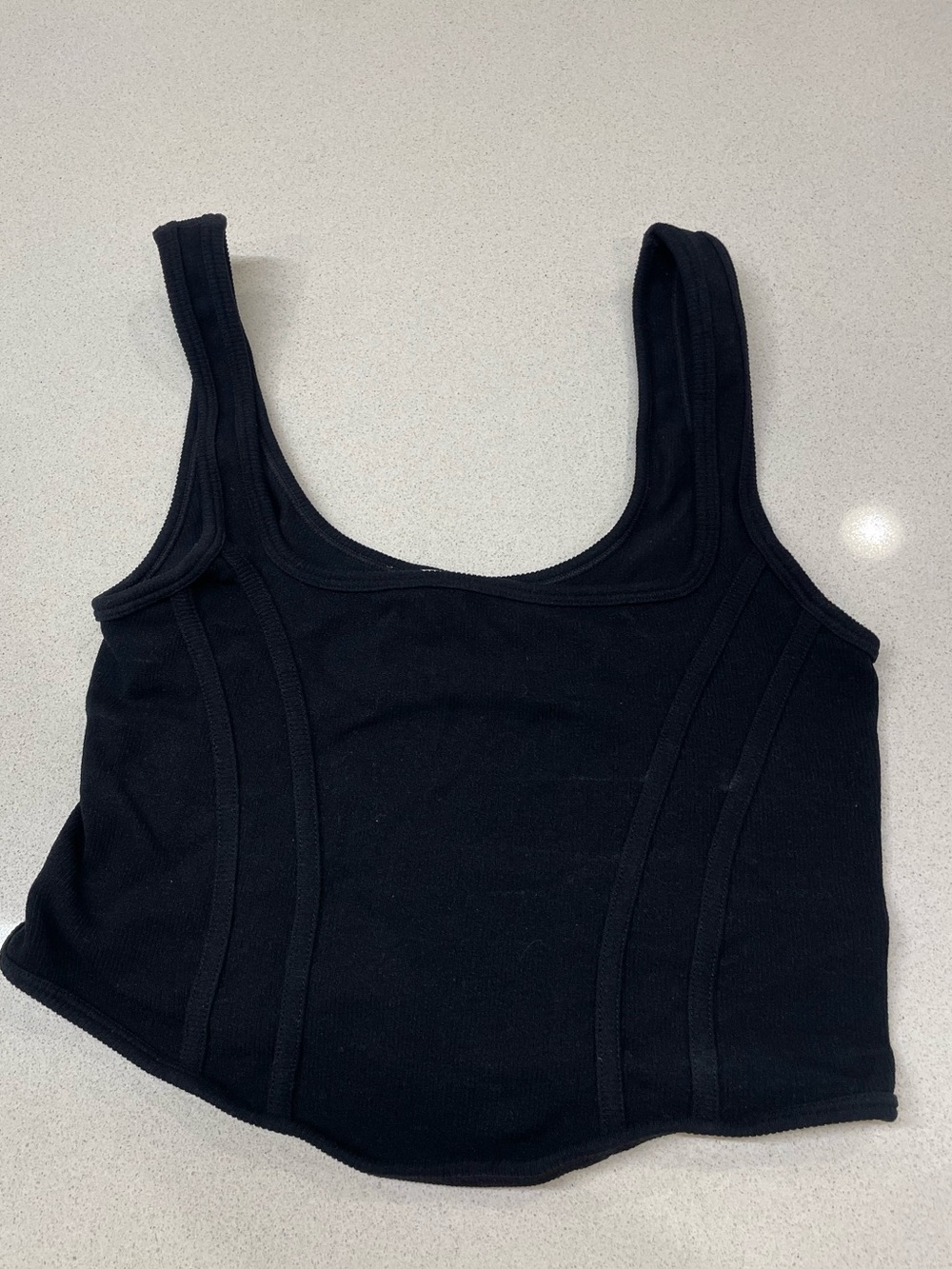 Fashion Nova Black Ribbed Crop Tank